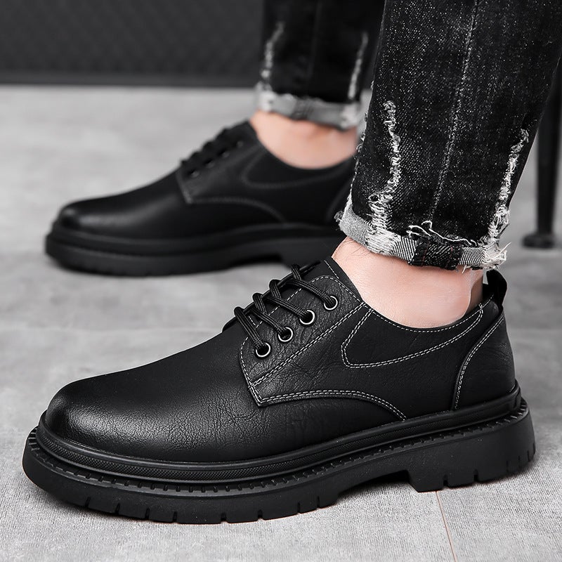 Men'S Leather Shoes British Thick-Soled Casual Derby Shoes Men'S Formal Dress Wedding Workwear Low-Top Martin Boots - Image 4